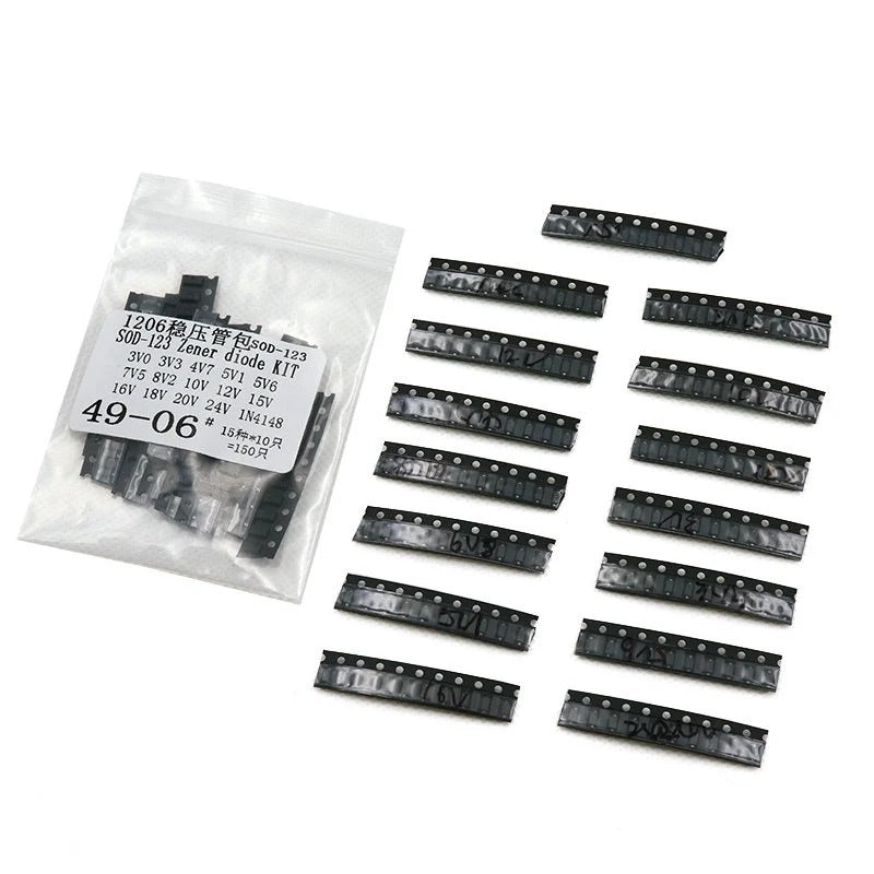 150Pcs SOD-123 1206 0.5W Zener Diode SMD Package 15 Values