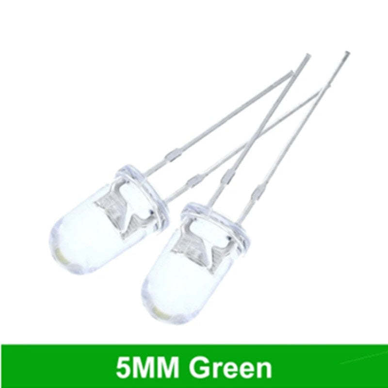 100pcs High Quality Transparent Round 5mm Super Bright Water Clear Green Red White Yellow Blue Light LED Bulbs Emitting Diode