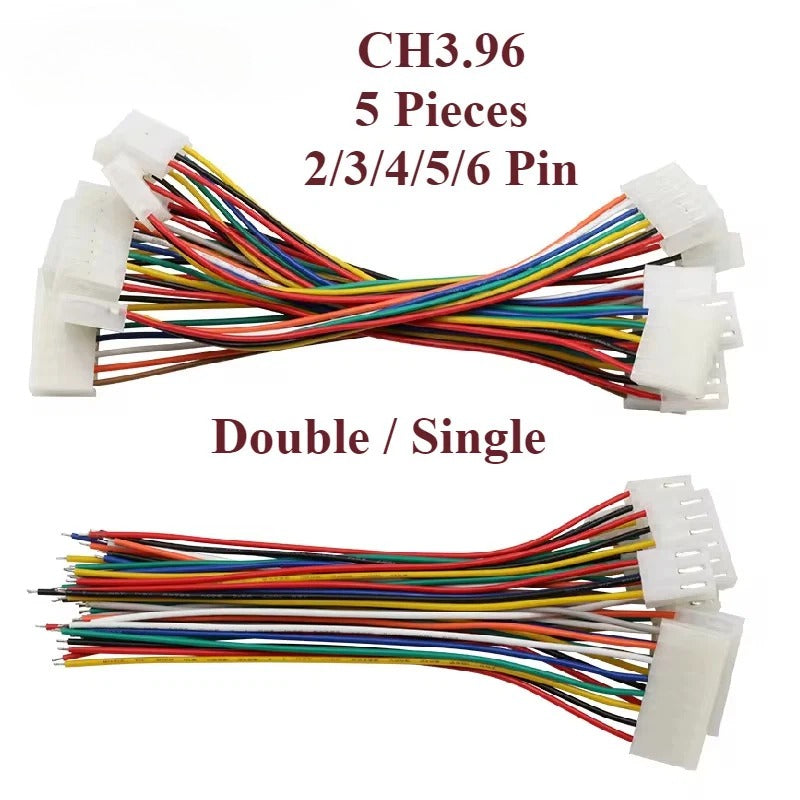 5Pcs LOT CH3.96 CH3.96mm Cable Plug Connector Tinned Copper Wire 2P 3P 4P 5P 6P Wire 20cm CH3.96 Pitch
