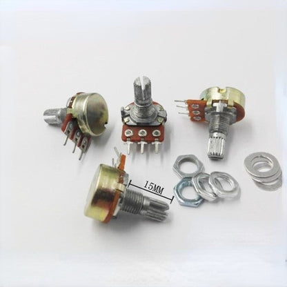 5Pcs WH148 Potentiometer 3Pin 6Pn Shaft Length 15mm Amplifier Dual Stereo Potentiometer 1K 2K 5K 10K 50K 100K 500K