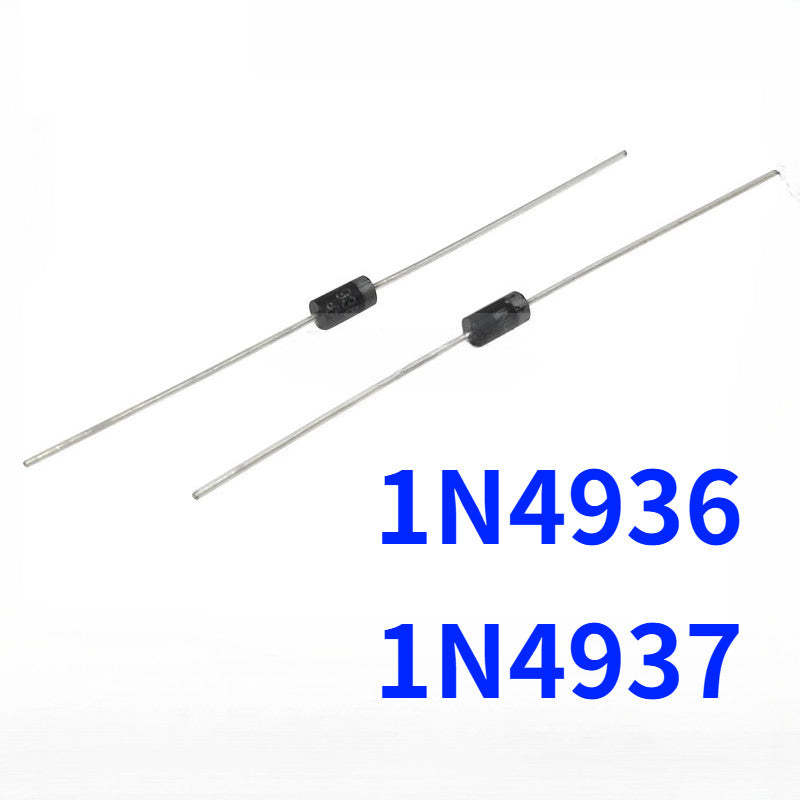 50Pcs 1N4936/1N4937 1A Fast Recovery Rectifier Diode 400V/600V Voltage Rating DO-41 High-Efficiency Rectifier