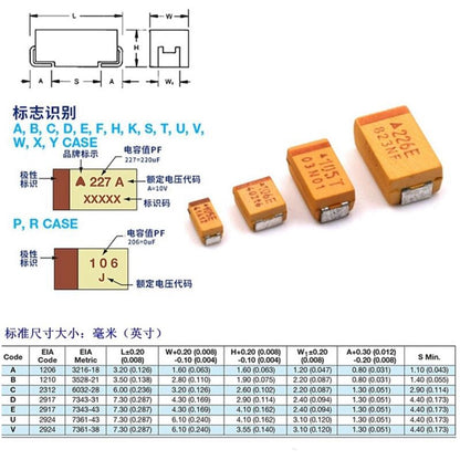 10Pcs C Case 6032 Tantalum Capacitors 10UF 22UF 33UF 47UF 100UF 220UF 330UF 470UF 10V 16V 25V 35V