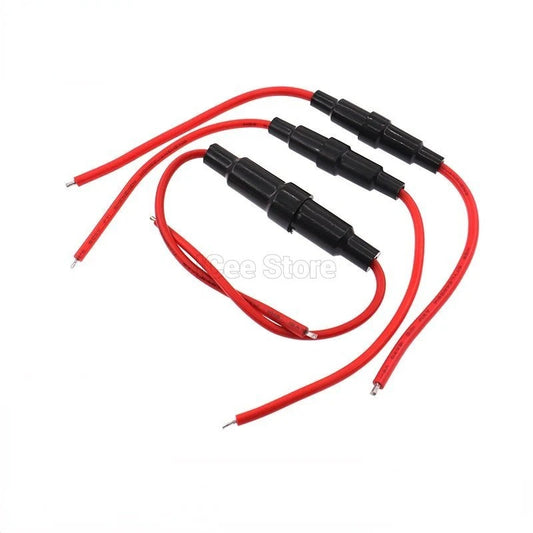 5Pcs Glass Fuse Holder 5*20mm 6*30mm Screw Type 5X20mm with 22 20 18 16 14AWG Wire Cable 250V 5X20MM Glass Fuse Tube Fuse Casing