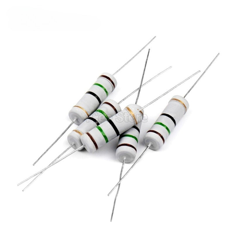 100Pcs Carbon Film Resistor 3W 5W 5% 1R-1M 1R 10R 22R 47R 51R 100R 1K 2K 4.7K 10K 22K 47K 100K