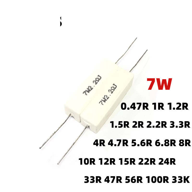 7W 5% Cement Resistor Audio Resistor horizontal lead porcelain shell ceramic resistor 0.47R/1R~33K