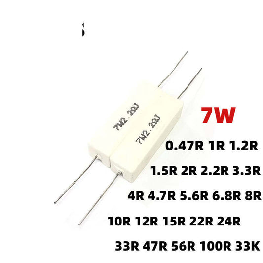 7W 5% Cement Resistor Audio Resistor horizontal lead porcelain shell ceramic resistor 0.47R/1R~33K