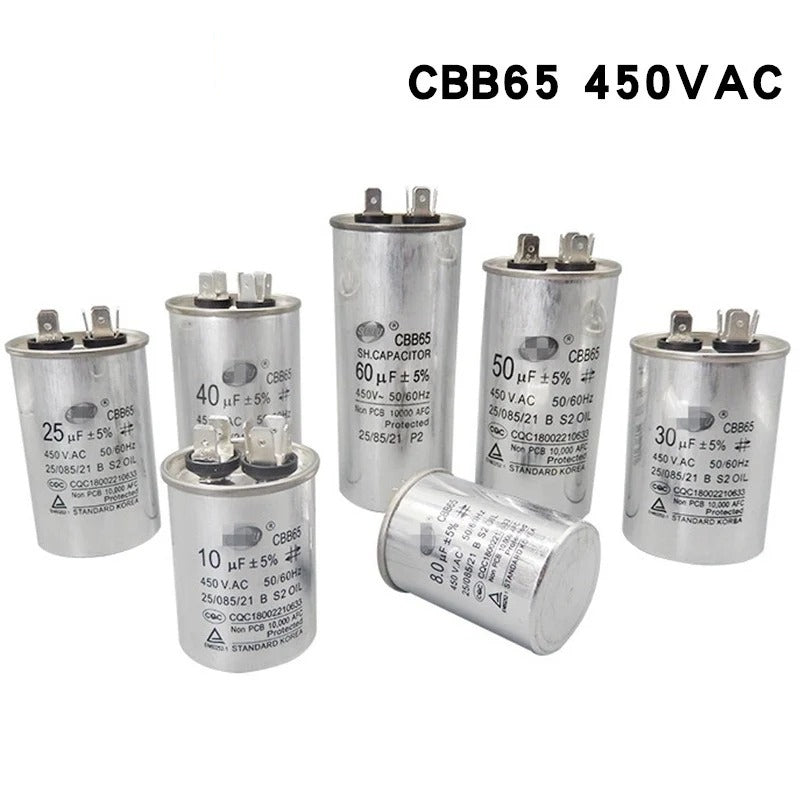 AC Motor Capacitor Air Conditioner Compressor Start Capacitor CBB65 450VAC 5UF 6UF 8UF 10UF 12UF 15UF 20UF 25UF 30UF 35UF 40UF 45UF