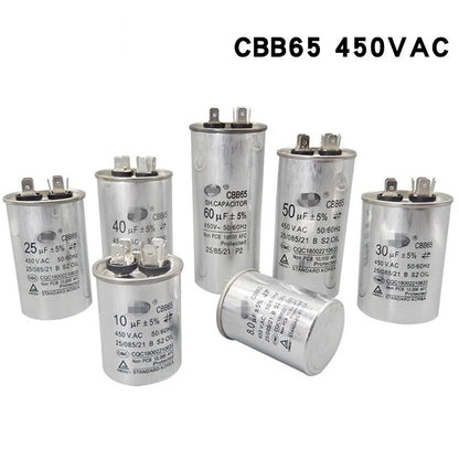 AC Motor Capacitor Air Conditioner Compressor Start Capacitor CBB65 450VAC 5UF 6UF 8UF 10UF 12UF 15UF 20UF 25UF 30UF 35UF 40UF 45UF