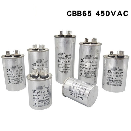 AC Motor Capacitor Air Conditioner Compressor Start Capacitor CBB65 450VAC 5UF 6UF 8UF 10UF 12UF 15UF 20UF 25UF 30UF 35UF 40UF 45UF
