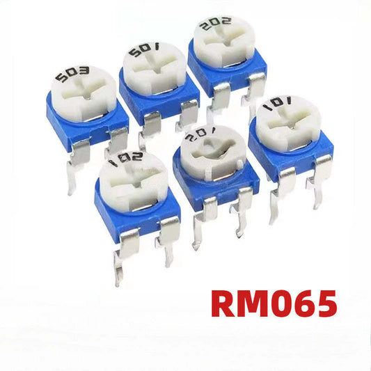 20Pcs RM065 Horizontal Blue White Potentiometer Precision Adjustable 100R 200R 500R 1K 2K 5K 10K 20K 50K 100K-1M