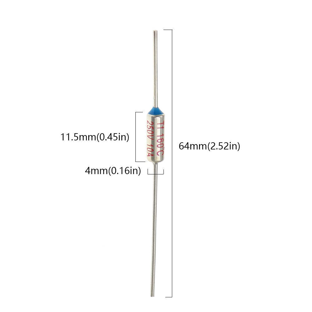 5Pcs Temperature RY 10A 15A 250V Tf Thermal Fuse 65C 85C 100C 105C 110C 120C 130C 152C 165C 172C 185C 192C 200C 216C 240C 280C 300C