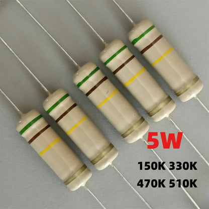 5W Carbon Film Resistor 150K 330K 470K 510K High power resistor For electric welding machine Arc initiation plate Welding Machine Accessories