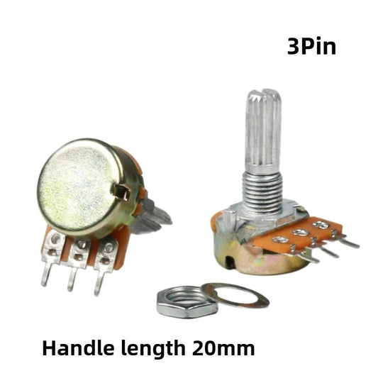 5Pcs WH148 Potentiometer 3Pin 6Pin Shaft Handle Length 20mm 1K/5K/10K/20K/50K/100K/500K/1M Adjustable Resistor for Audio Mixers, Lighting Dimming, and Industrial Control Circuits