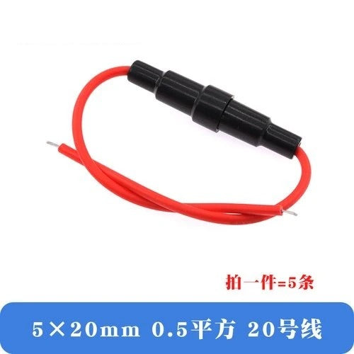5Pcs Glass Fuse Holder 5*20mm 6*30mm Screw Type 5X20mm with 22 20 18 16 14AWG Wire Cable 250V 5X20MM Glass Fuse Tube Fuse Casing