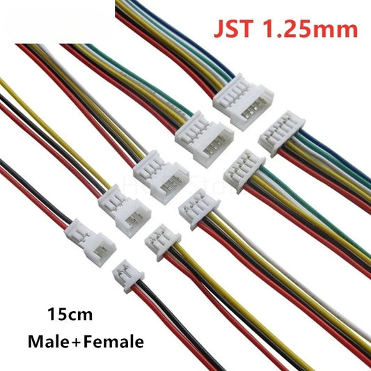 5Pair JST 1.25 Male Female Wire Connector 2P 3P 4P 5P 6P JST Plug Jack Terminal Cable Connector Length 15CM