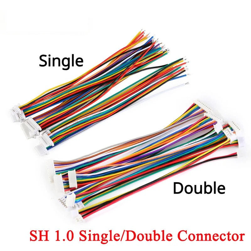 10Pcs SH1.0 Wire Cable Connector DIY SH1.0 JST 2/3/4/5/6 Pin Electronic Line Single Double Terminal Plug 28AWG 10cm
