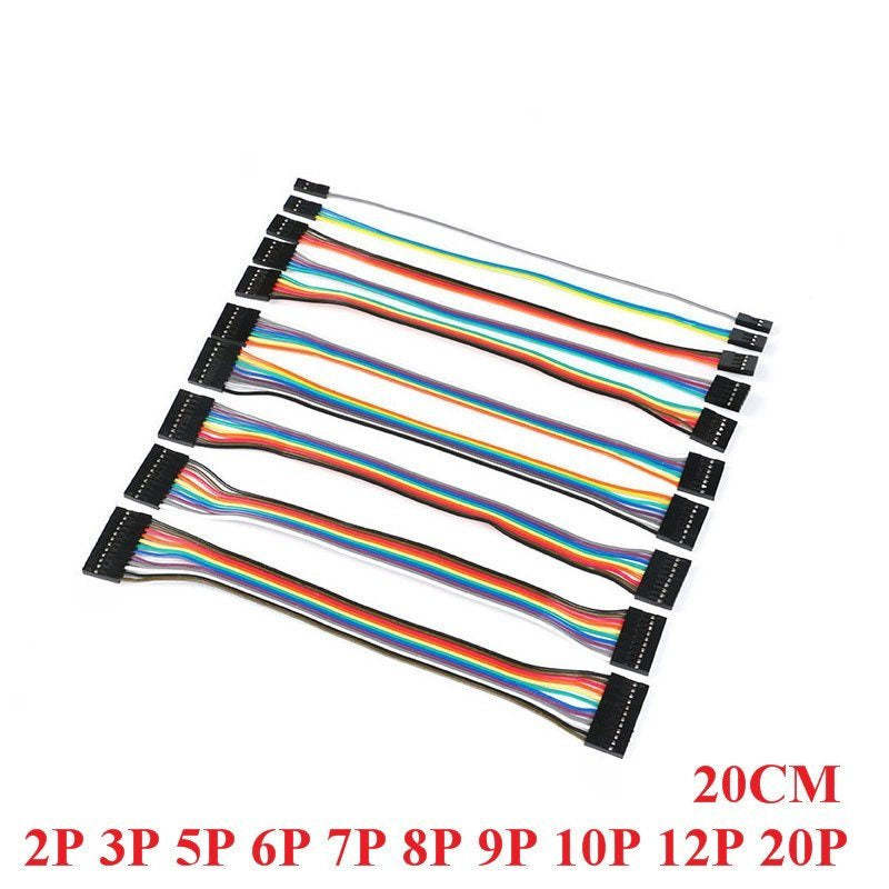 10Pcs Dupont Line 20cm 2.54mm Female To Female 2P/3P/5P/6P/7P/8P/9P/10P/12P Color Breadboard Cable Jump Wire Jumper for Arduino