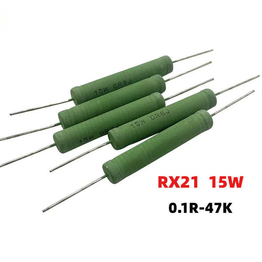Wire Wound Resistors RX21 Resistors 15W 0.1R-47K 0.22R 1R 3.3R 4.7R 15R 33R 47R 330R 1K 1.8K 4.7K 10K 20K 33K 39K Resistors 15W 5%
