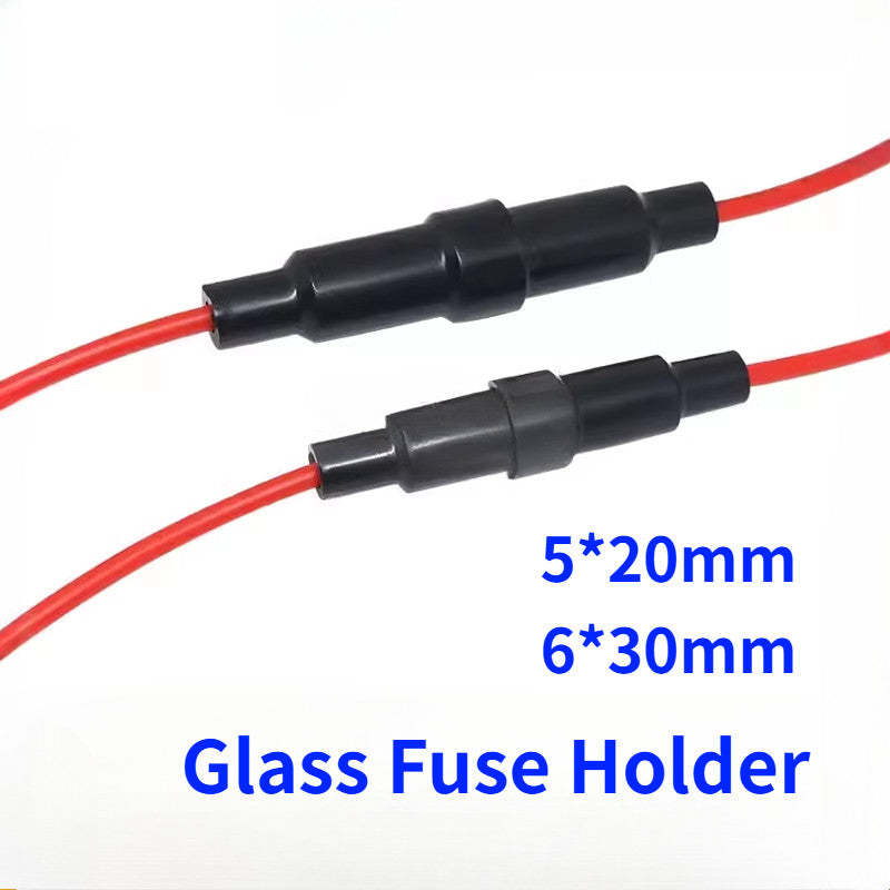 5Pcs Glass Fuse Holder 5×20mm/6×30mm High-Temperature Resistant Fuse Holder Screw Type with 16/18/20/22AWG Wire