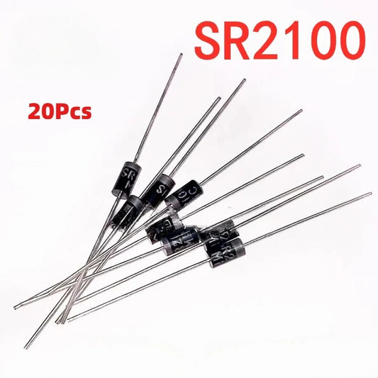 20Pcs Original SR1100 SR2100 SR2200 SR3100 SR3200 SR5100 SR5200 Series DO-27 Rectifier Diodes