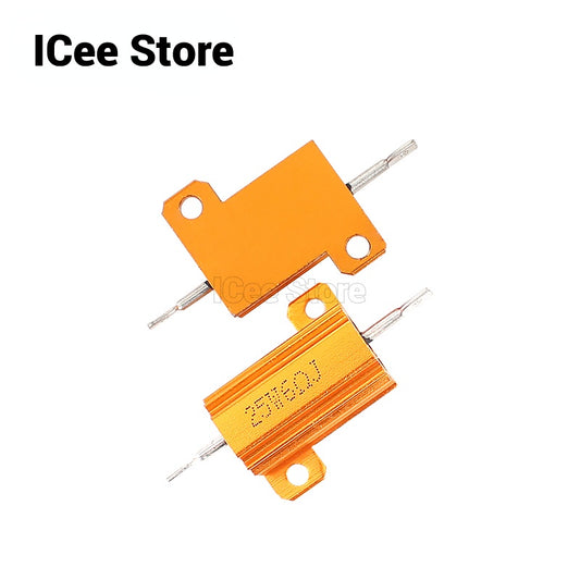 RX24 Wirewound Resistor 25W Aluminum Power Metal Shell Case Wirewound Resistor 1R 2R 4R 5K 6R 8R 10K 15K 20K Ohm Resistance