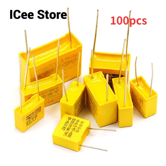 100Pcs X2 Safety Capacitors P15 275V 0.1UF 0.15UF 0.22UF 0.33UF 0.47UF0.68UF Polypropylene Film Safety Capacitor P=15MM