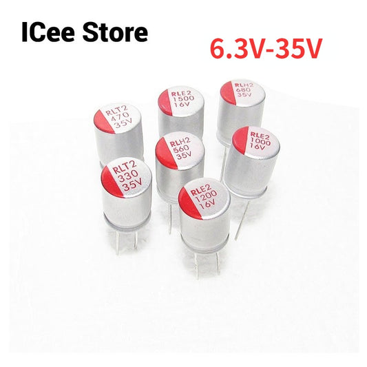 5Pcs Solid Electrolytic Capacitor Super Low ESR DIP 6.3V 10V 16V 25V 35V 100UF 220UF 470UF 1000UF 1500UF 1800UF 2200UF
