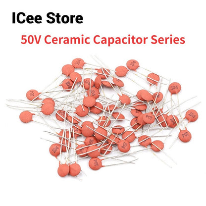 100pcs Ceramic Capacitor Set Assorted Kit 50V 5pF-0.22uF