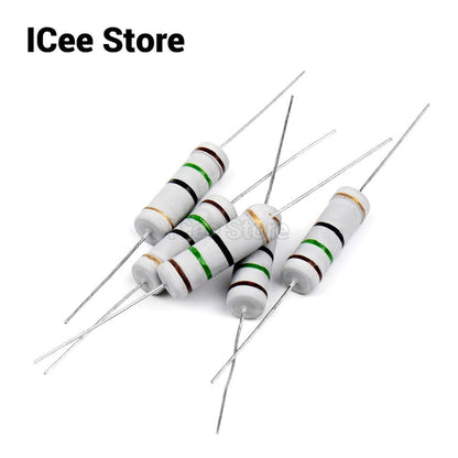 100Pcs Carbon Film Resistor 3W 5W 5% 1R-1M 1R 10R 22R 47R 51R 100R 1K 2K 4.7K 10K 22K 47K 100K