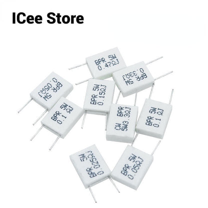 10Pcs BPR56 Non-Inductive Cement Resistor 5W Resistance 0.1R 0.15R 0.22R 0.25R 0.33R 0.5R Ohm