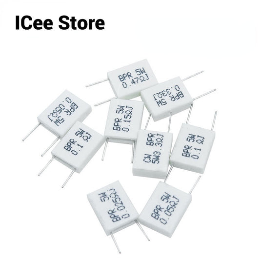 10Pcs BPR56 Non-Inductive Cement Resistor 5W Resistance 0.1R 0.15R 0.22R 0.25R 0.33R 0.5R Ohm