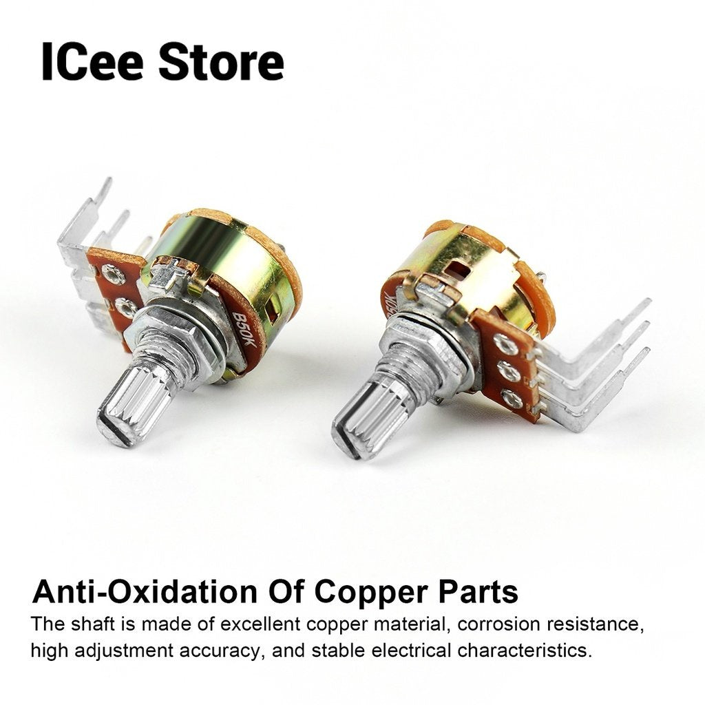 5Pcs WH148 Potentiometer 3Pin 15mm Shaft B5K B10K B50K B100K B500K with Switch Amplifier Dual Stereo Potentiometer