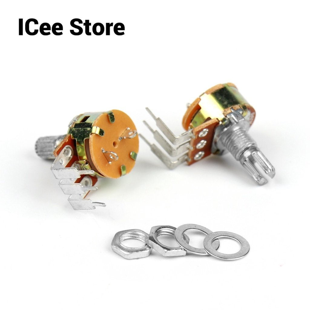 5Pcs WH148 Potentiometer 3Pin 15mm Shaft B5K B10K B50K B100K B500K with Switch Amplifier Dual Stereo Potentiometer