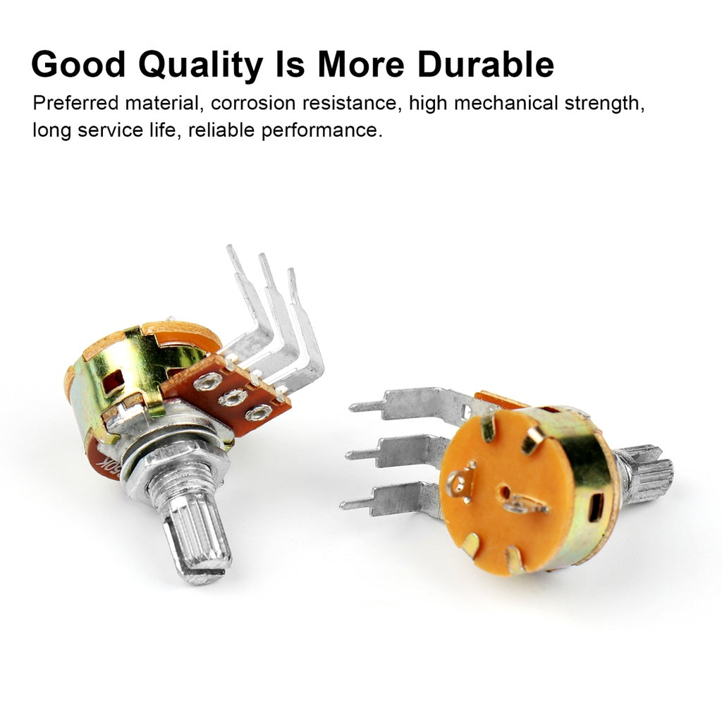 5Pcs WH148 Potentiometer 3Pin 15mm Shaft B5K B10K B50K B100K B500K with Switch Amplifier Dual Stereo Potentiometer