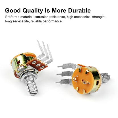 5Pcs WH148 Potentiometer 3Pin 15mm Shaft B5K B10K B50K B100K B500K with Switch Amplifier Dual Stereo Potentiometer