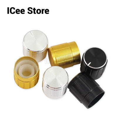 10Pcs/5Pcs Potentiometer Knobs Caps Black Silver Gold Diameter 15x17mm Hole 6mm Knurled Shaft Potentiometer Control Knob Aluminum Switch Knob
