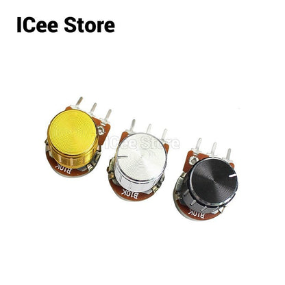 10Pcs/5Pcs Potentiometer Knobs Caps Black Silver Gold Diameter 15x17mm Hole 6mm Knurled Shaft Potentiometer Control Knob Aluminum Switch Knob