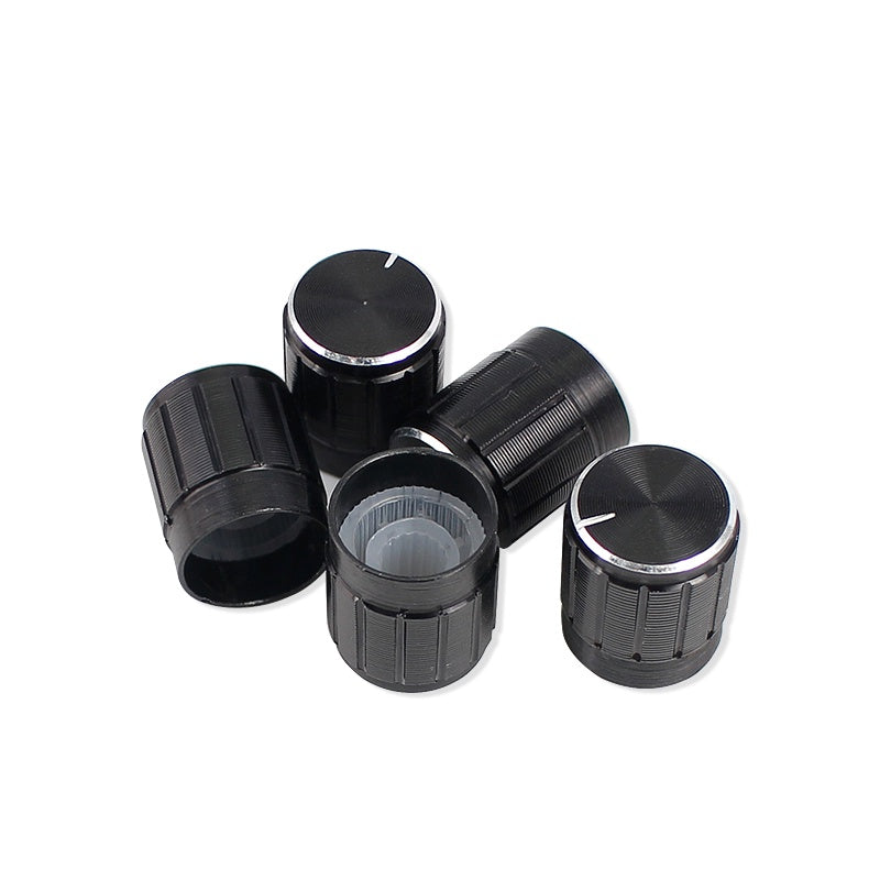 10Pcs/5Pcs Potentiometer Knobs Caps Black Silver Gold Diameter 15x17mm Hole 6mm Knurled Shaft Potentiometer Control Knob Aluminum Switch Knob
