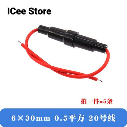 5Pcs Glass Fuse Holder 5*20mm 6*30mm Screw Type 5X20mm with 22 20 18 16 14AWG Wire Cable 250V 5X20MM Glass Fuse Tube Fuse Casing