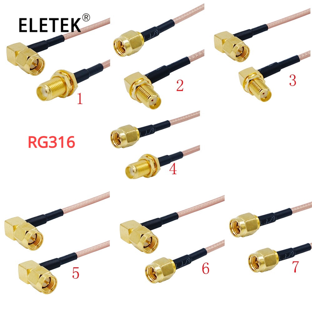 RG316 SMA Male Plug to SMA Male Straight Connector Cable RF Jumper Pigtail Male to Female Right Angle RF Coaxial