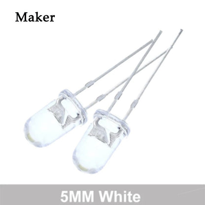 100pcs High Quality Transparent Round 5mm Super Bright Water Clear Green Red White Yellow Blue Light LED Bulbs Emitting Diode