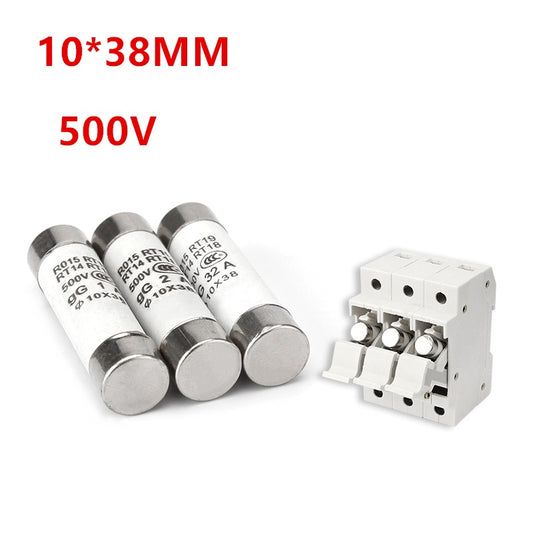 20Pcs R015 10*38 Fast Blow Ceramic Fuse 10x38mm Fuse 500V 1A 2A 3A 4A 5A 6A 8A 10A 16A 20A 25A 32A RO15 RT18