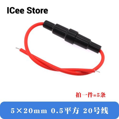5Pcs Glass Fuse Holder 5*20mm 6*30mm Screw Type 5X20mm with 22 20 18 16 14AWG Wire Cable 250V 5X20MM Glass Fuse Tube Fuse Casing