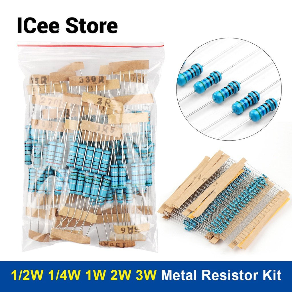 1/2W 1/4W 1W 2W 3W 30Value Metal Film Resistor Kit Rang Carbon 5% Resistors Assortment Kit Set 0.1~750R 1K~820K
