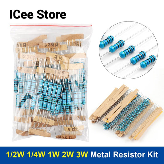 1/2W 1/4W 1W 2W 3W 30Value Metal Film Resistor Kit Rang Carbon 5% Resistors Assortment Kit Set 0.1~750R 1K~820K