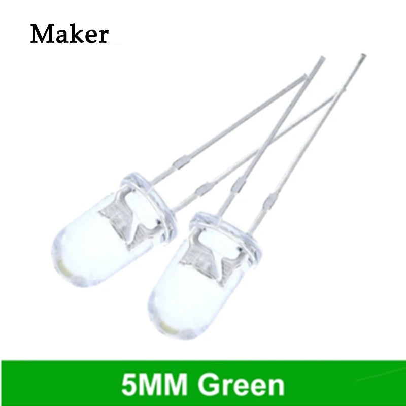 100pcs High Quality Transparent Round 5mm Super Bright Water Clear Green Red White Yellow Blue Light LED Bulbs Emitting Diode