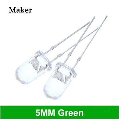100pcs High Quality Transparent Round 5mm Super Bright Water Clear Green Red White Yellow Blue Light LED Bulbs Emitting Diode