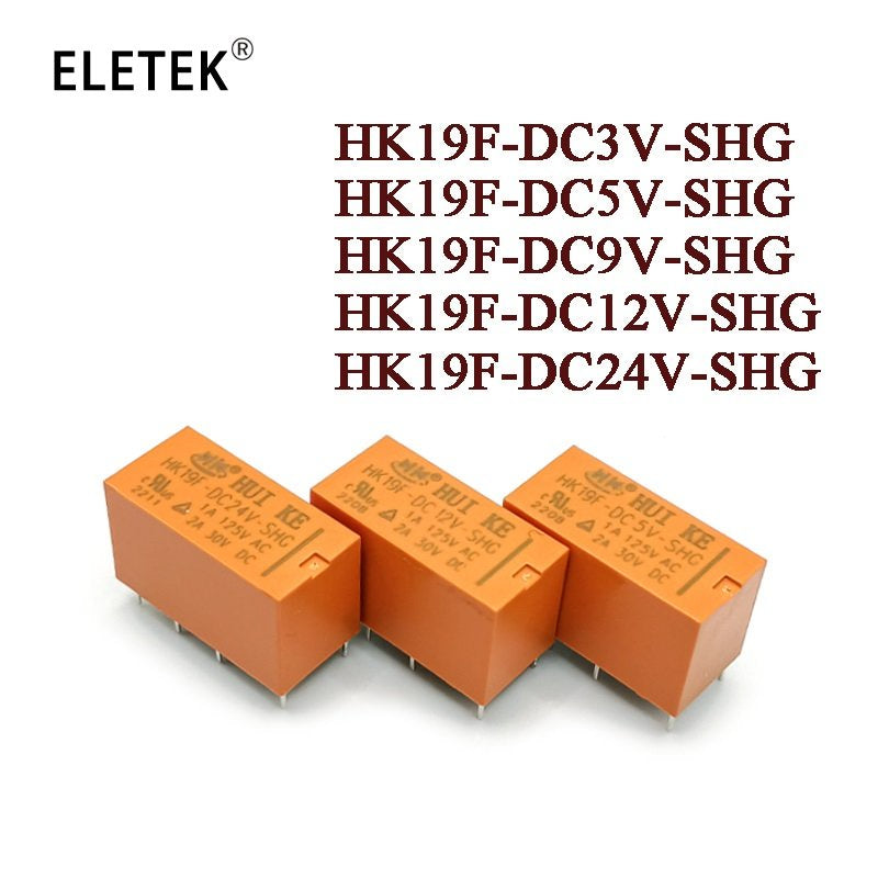 5Pcs DC 3V 5V 12V 24V Relay HK19F-DC3V-SHG HK19F-DC5V-SHG HK19F-DC12V-SHG HK19F-DC24V-SHG HK19F 8PIN 2A Relays