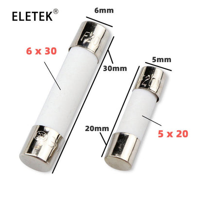 10pcs 5 x 20mm 6 x 30mm Ceramic Tube Fuses  Fast Blow Fuse 250V 1A 1.5A 2A 2.5A 3A 4A 5A 6.3A 8A 10A 12A 15A 20A 25A 30A