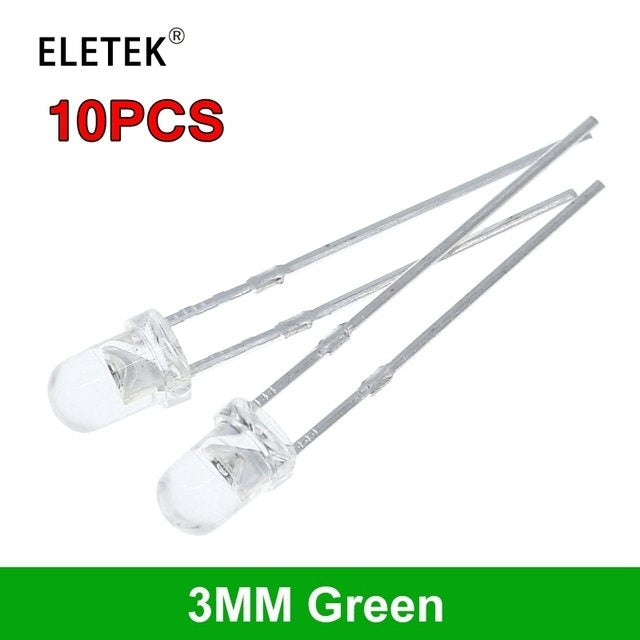 100Pcs F3 Ultra Bright 3MM Round Water Clear Green/Yellow/Blue/White/Red LED Light Lamp Emitting Diode Dides Kit